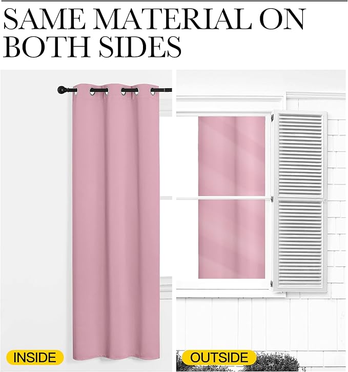 NICETOWN Bedroom Curtain Panels Blackout Draperies, Thermal Insulated Solid Grommet Blackout Curtains/Drapes (Crystal Pink, 1 Pair, 34 by 45-inch)