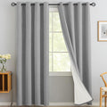 Yakamok Dove Grey Linen Curtains 100% Blackout 96 Inches Long,Room Darkening Textured Curtains for Living Room Thermal Grommet Bedroom Drapes 2 Panels with Greyish White Liner