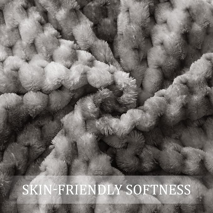 Exclusivo Mezcla Fleece Twin Blanket for Bed, Extra Large Fuzzy Tie-dye Grey Bed Blankets, Soft Cozy Plush Sofa Throws for All Seasons, 90x66 Inches