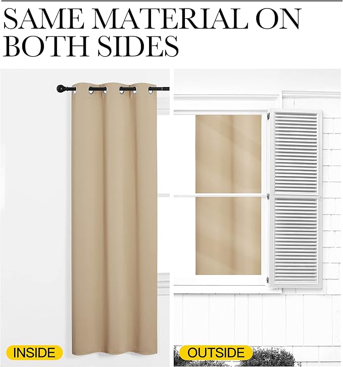 NICETOWN Room Darkening Curtain Panels for Cafe, Thermal Insulated Grommet Room Darkening Draperies/Drapes for Window (Biscotti Beige, 2 Panels, W42 x L40 -inch)