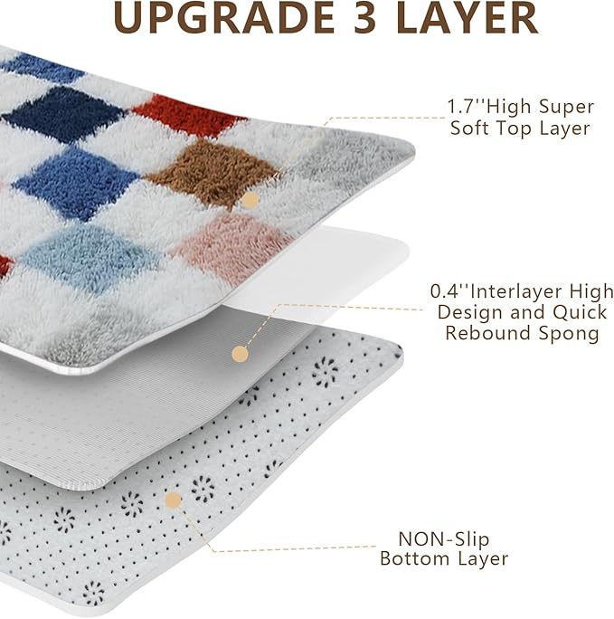 Shag Area Rug for Bedroom Living Room,5x8 Fluffy Soft Colorful Checkered Rug Fuzzy Shaggy Bedroom Carpet,Indoor Plush Floor Rugs for Kids Boys Girls Teen Dorm Nursery Home Decor