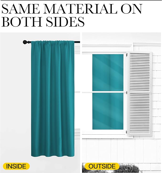 NICETOWN RV Blackout Curtains for Camper Windows, Peacock Blue, 29" Wide by 50" Long, 2 PCs, Short Blackout Curtains & Drapes, Thermal Insulated Blackout Curtain Panels for Kids Room, Play Room