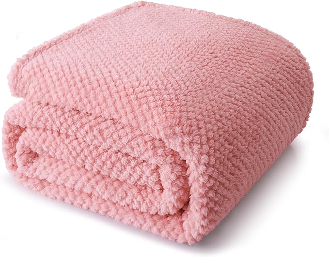 Whale Flotilla King Size Fuzzy Fleece Blanket for Bed, 90x104 Inch Fluffy Warm Soft Jacquard Blankets for All Season, Lightweight and Cozy, Pink