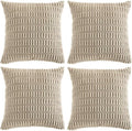 Fancy Homi 4 Packs Taupe Decorative Throw Pillow Covers 18x18 Inch for Living Room Couch Bed, Rustic Modern Farmhouse Boho Home Decor, Soft Plush Corduroy Cute Accent Square Cushion Case 45x45 cm