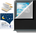 NIGHTON Portable Blackout Curtains 79"×70", Strong Hook and Loop Tape Strips with Adhesive, Cuttable Blackout Window Cover, 100% Black Out Material Blinds for Baby Nursery or Travel - Black