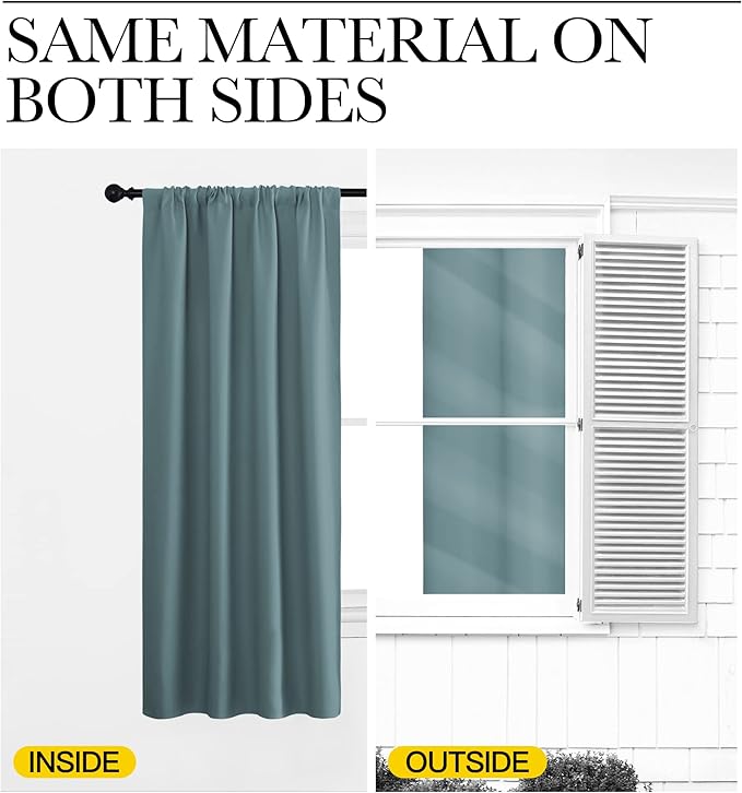 NICETOWN Greyish Blue Blackout Curtains Panels for Window, Thermal Insulated Rod Pocket Blackout Drapes/Draperies for Living Room (2 Panels, W42 x L84 inches)