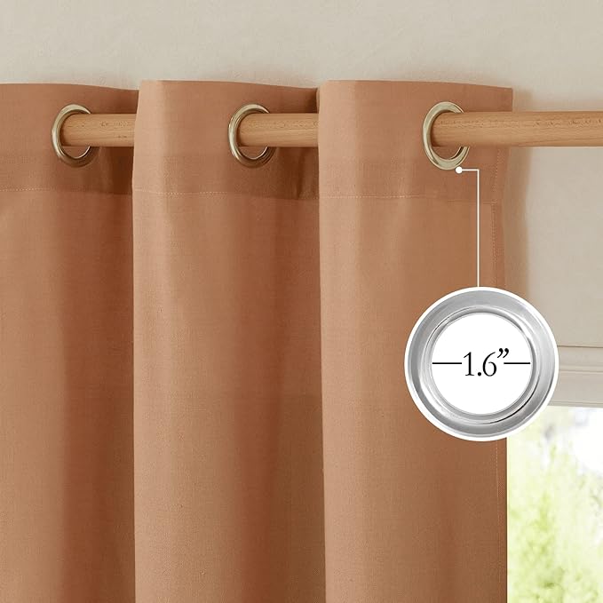 NICETOWN Rustic Linen 102 inch Long Curtains for Living Room, Grommet Privacy Added Thick Linen Weave with Light Filter Window Curtains & Drapes for Bedroom, Burnt Orange, W55 x L102, 2 Panels