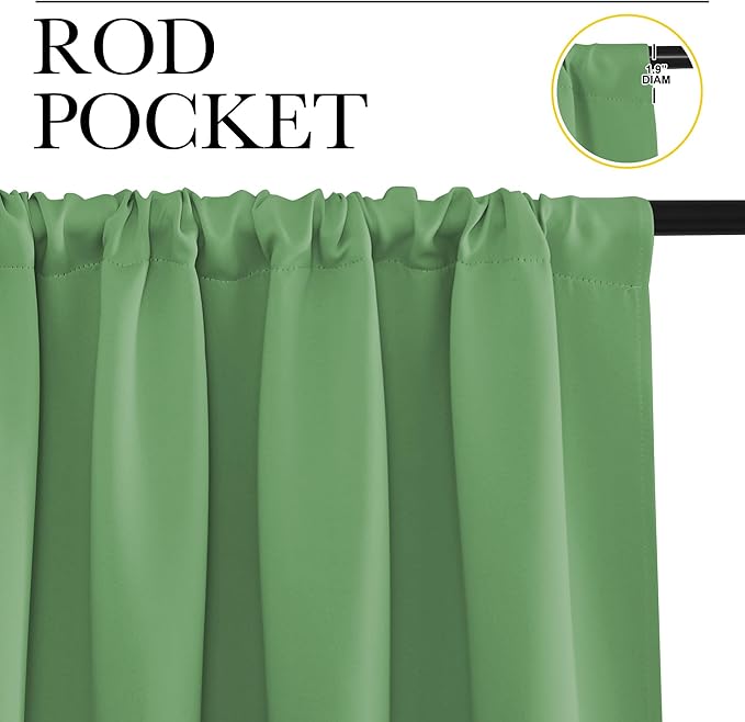 NICETOWN RV Blackout Curtains for Camper Windows, Froest Green, 34" x 36", Set of 2, Kitchen Curtains, Short Blackout Drapes, Thermal Insulated Rod Pocket Window Treatment Draperies for Nursery
