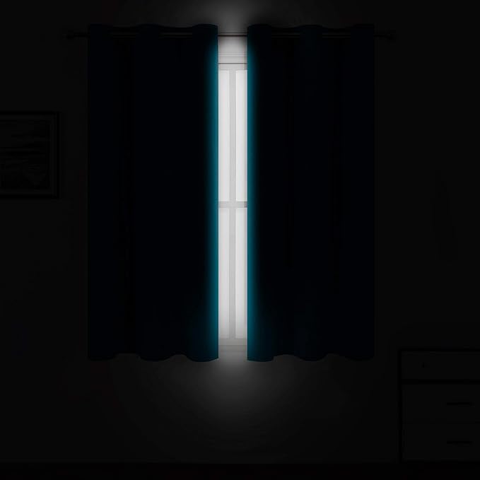 LEMOMO Turquoise/Teal Blackout Curtains/38 x 54 Inch/Set of Two Panels Grommet Living Room Curtains