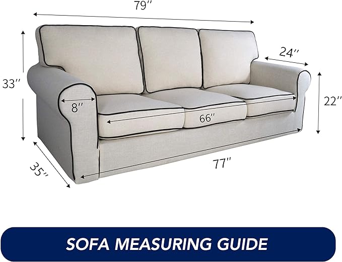 PureFit Super Stretch Sofa Slipcover – Spandex Non Slip Soft Couch Sofa Cover, Washable Furniture Protector with Non Skid Foam and Elastic Bottom for Kids, Pets （Sofa, Classic Blue）