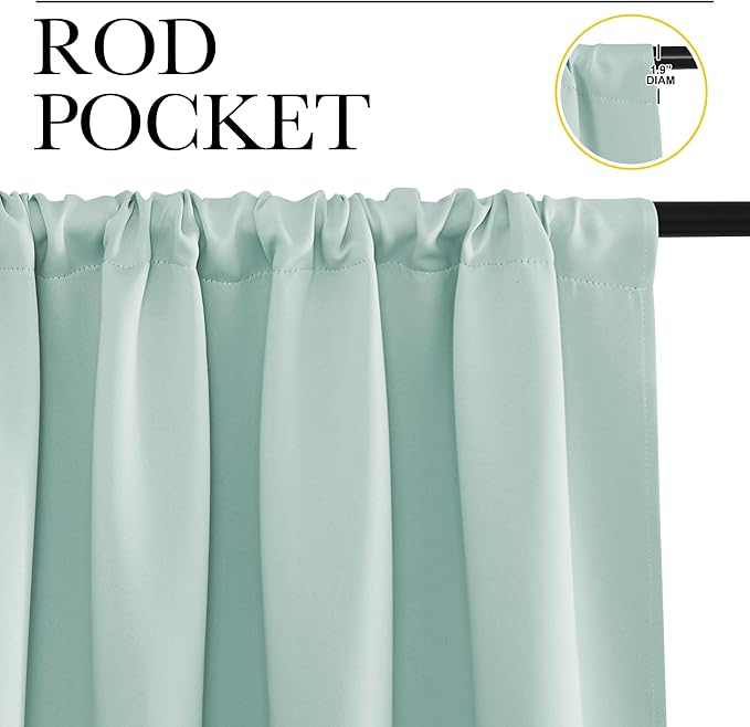 NICETOWN RV Blackout Curtains for Camper Windows, Aqua Blue, 42" x 36", Set of 2, Kitchen Curtains, Short Blackout Drapes, Thermal Insulated Rod Pocket Window Treatment Draperies for Nursery