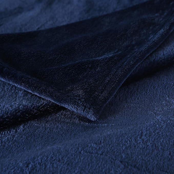 TASTHROW Large Flannel Fleece Throw Blanket, 60×80 Inch - Cozy Lightweight Thick Blanket - All Seasons Suitable for Women, Men and Kids (Navy)