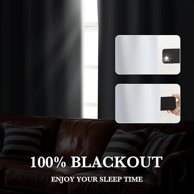 RYB HOME White 100% Blackout Curtains, Thermal Insulated Heat & UV Blocking Total Room Darkening Privacy Drapes for Bedroom Dining Living Room, Width 62 by Length 72, White, 2 Panels