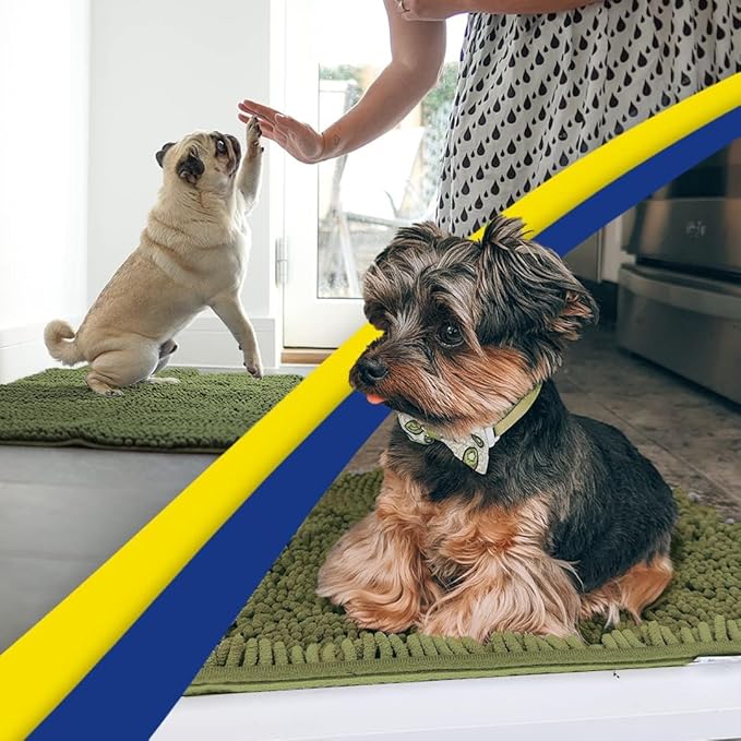 Muddy Mat® | Super Absorbent Door Mat Indoor, Microfiber Quick Dry Chenille Entryway Rug, Non-Slip Front Door Mat, Indoor Mats for Entryway, Machine Washable Pet Rug, Army Green 48"x60"