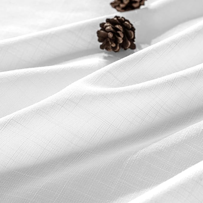 MIULEE White Linen Curtains 84 Inches Long 2 Panels for Bedroom Living Room, Soft Linen Textured Back Tab Window Drapes Semi Sheer Light Filtering Rod Pocket Modern Farmhouse Decor 37x84 Inch