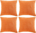 Fancy Homi 4 Packs Orange Fall Decorative Throw Pillow Covers 24x24 Inch for Couch Living Room Bed Sofa, Halloween Pumpkin Autumn Home Decor, Soft Cute Plush Corduroy Striped Cushion Case 60x60 CM