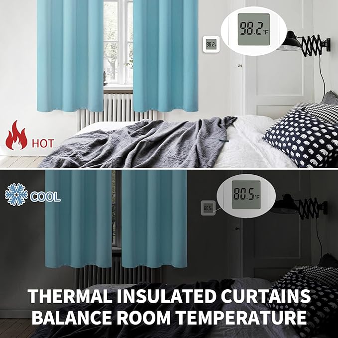 BGment Blackout Curtains - Grommet Thermal Insulated Room Darkening Bedroom and Living Room Curtains, Set of 2 Panels (70 x 84 Inch, Aqua)