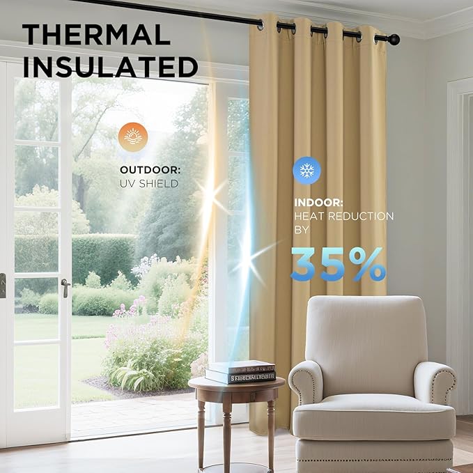 Joydeco Blackout Curtains 120 Inch Length 2 Panels Set, Thermal Insulated Long Curtains& Drapes 2 Burg, Christmas Drapes for Living Room Bedroom Window