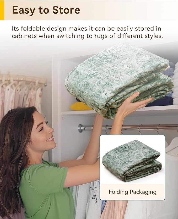 RELEANY Area Rugs 3'x9' Runner Rug Non Slip Washable for Kitchen Hallway Bedroom Beside Laundry Room Bathroom Rug, Floor Carpet, Dark Green Gray