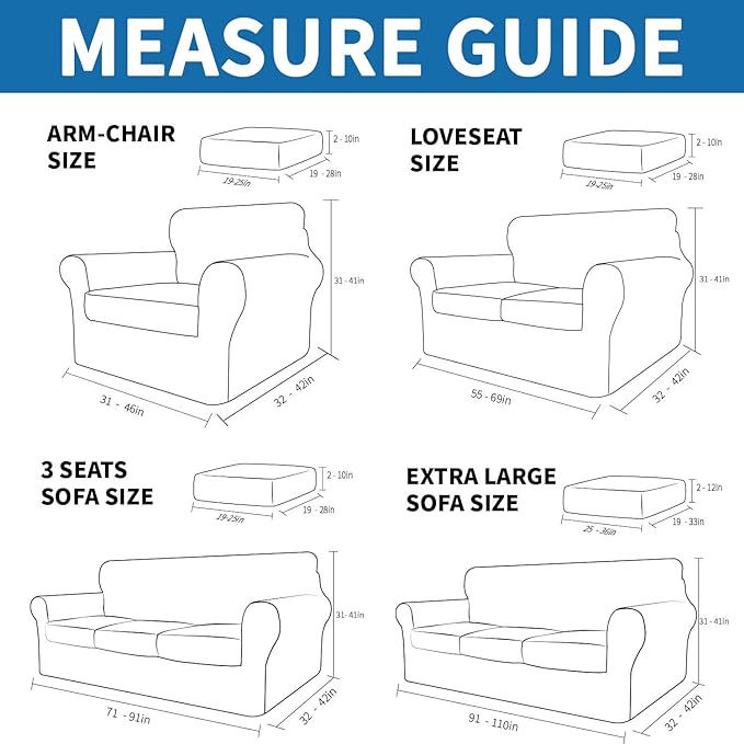 XINEAGE 2026 New 3 Pieces Couch Covers for 2 Cushion Sofa Super Stretch Loveseat Slipcover Pet Dog Universal Slip Cover Anti Slip Love Seat Furniture Protector (Khaki, 55"-69")