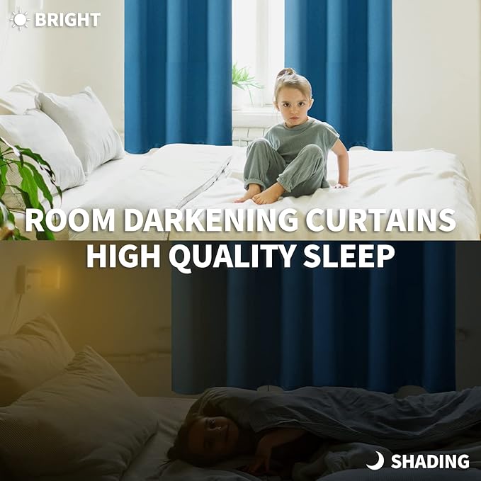 BGment Blackout Curtains - Grommet Thermal Insulated Room Darkening Bedroom and Living Room Curtains, Set of 2 Panels (38 x 45 Inch, Steel Blue)