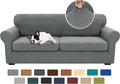XINEAGE 2026 New 3 Pieces Couch Covers for 2 Extra Large Cushion Sofa Super Stretch Sofa Cover for 2 Large Seat Universal Loveseat Slip Cover for Living Room (Light Gray), 71"-91"(2 Cushions)