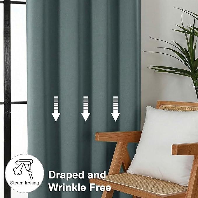 Simplebrand Ava Dark Green Blackout Curtains for Bedroom 90 Inches Long 2 Panels Set, Solid Privacy Energy Saving Living Room Window Treatment Curtains Blackout Drapes, W50 x L90 Inch, Dark Green