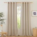 NICETOWN Rustic Linen 144 inch Long Curtains for Living Room, Grommet Privacy Added Thick Linen Weave with Light Filter Window Curtains & Drapes for Bedroom, Angora, W55 x L144, 2 Panels