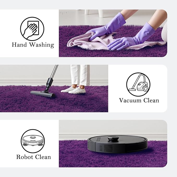 Area Rugs 10x14 Living Room, Shaggy Carpet Soft Plush Furry Bedside Rug Large Area Rugs for Bedroom Kids Girls Boys Home Decor Anti Slip(10 x 14, Grape Purple)