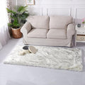 Latepis 2x5 Runner Faux Fur Rug White with Grey Tips Rugs Washable Sheepskin Rug Fluffy Shaggy Fuzzy Bedroom Rugs for Teen Room Décor, Runner