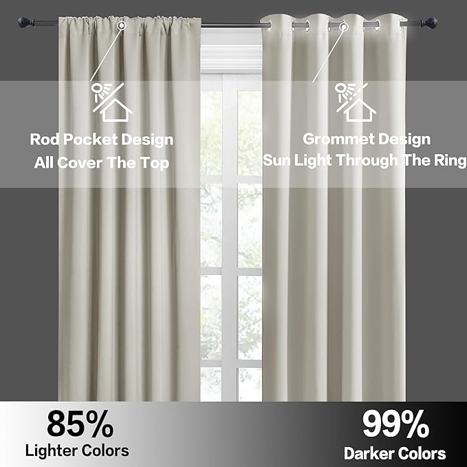 RYB HOME Basement Bathroom Kitchen Cafe Privacy Curtains, Short Insulating Light UV Heat Blocking Privacy Curtain Tiers for Laundry Room, Width 34 by Length 30, Natural, 2 Panels