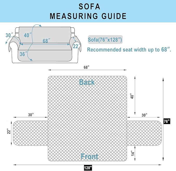 Reversible Sofa Covers Couch Cover Furniture Protector for Dogs Elastic Straps Water Resistant(Sofa,Dark Blue/Dark Blue)