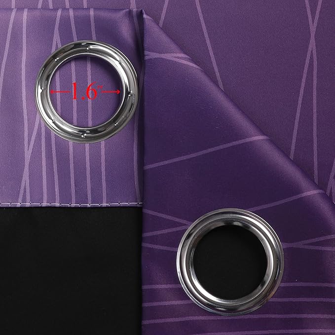 Estelar Textiler Black and Purple Ombre Blackout Curtains for Bedroom, Full Room Darkening Grommet Curtains for Living Room, Thermal Insulated Light Blocking Gradient Drapes, 42Wx72L,2 Panels
