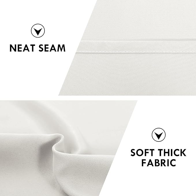 DWCN Blackout Curtains Thermal Insulated, Energy Saving & Noise Reducing Bedroom and Living Room Curtains, Ivory, W 52x L 54 Inch, Set of 2 Rod Pocket Curtain Panels