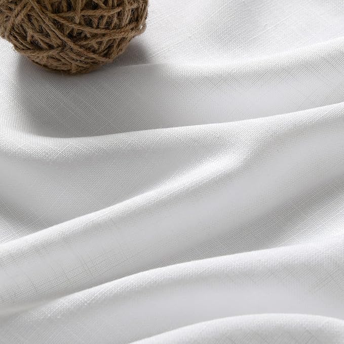 White Linen Kitchen Curtains 30 Inches Long 2 Panels Back Tab Rod Pocket Farmhouse Light Filtering Semi Sheer Short Curtains Solid Privacy Cafe Tier Curtain for Bathroom Basement Camper 30x30