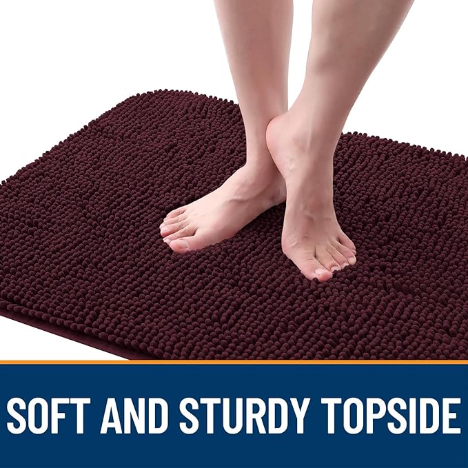 OLANLY Dog Door Mat for Muddy Paws 54x24, Absorbs Moisture and Dirt, Absorbent Non-Slip Washable Doormat, Quick Dry Chenille Mud Mat for Dogs, Entry Indoor Entryway Carpet for Inside Floor, Russet
