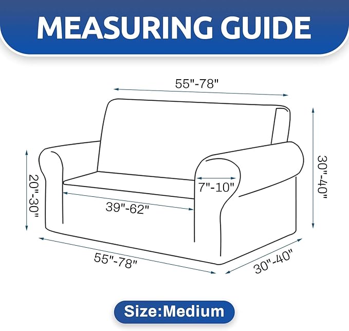 KEKUOU Stretch Loveseat Sofa Cover Slipcover,Couch Covers for 2 Cushion Couch Sofa (55"-78") Furniture Protector Sofa with Elastic Bottom for Kids,Dog. Jacquard Small Checked (Medium,Hunter)
