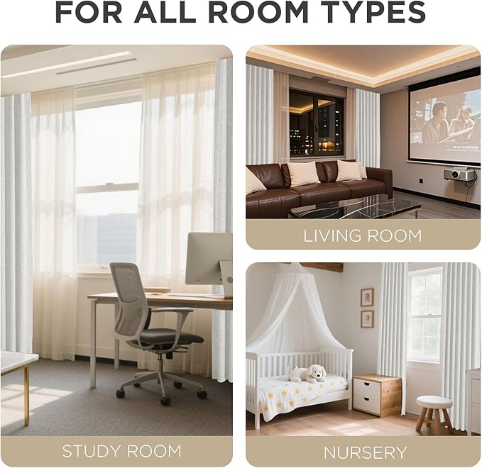 Joydeco Linen Blackout Curtains for Bedroom - 100% Light Blocking 1 Panels, White Drapes 70" W x 108" L, Thermal Insulated Room Darkening Curtains for Living Room, Rod Pocket & Back Tabs