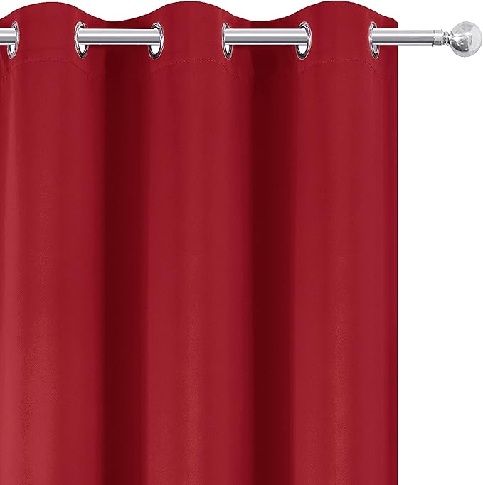 LEMOMO Blackout Curtains 52 x 84 inch/Bright Red Curtains Set of 2 Panels/Thermal Insulated Room Darkening Bedroom Curtains