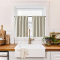 RYB HOME 100% Blackout Short Curtains for Small Window, Thermal Insulated Total Room Darkening Noise Reducing Curtains for Basement Bathroom RV Cars, 29 inches Wide by 24 inches Long, Natural