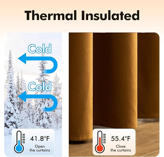 MIULEE Velvet Curtains Golden Brown Elegant Grommet Thermal Insulated Soundproof Room Darkening Curtain/Drapes for Classical Living Room Bedroom Decor 66 x 96 Inch Set of 2