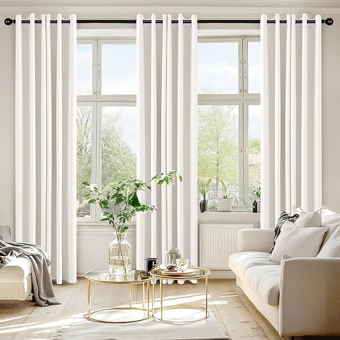MIULEE Ivory Blackout Curtains for Bedroom Living Room 72 Inches Long 2 Panels, Thermal Insulated Room Darkening Drapes Solid Grommet Noise Reduction Light Blocking Window Treatments 40x72 inch