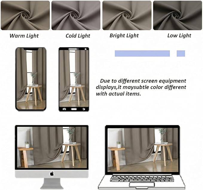 Simplebrand Ava Latte Blackout Curtains for Bedroom 84 Inch Length 2 Panels Set, Solid Thermal Insulated Privacy Living Room Window Treatment Curtains Blackout Drapes, W50 x L84 Inch, Latte