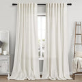 Nanspring Extra Long Curtains 2 Panels 111 Inches Long for Dinning Room Cream Back Tab Rod Pocket Light Filtering Semi Sheer Drapes Cotton Linen Textured Window Curtain for Bedroom 52x111
