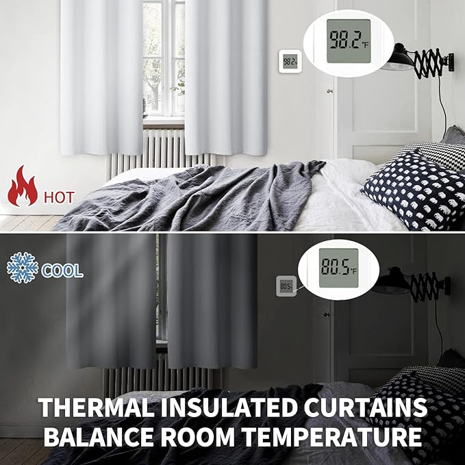 BGment Blackout Curtains - Grommet Thermal Insulated Room Darkening Bedroom and Living Room Curtains, Set of 2 Panels (52 x 108 Inch, Greyish White)