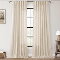 Apricot Linen Curtain 90 inch Length 2 Panels Set Back Tab Light Filtering Living Room Curtain Drapes Home Office Modern Minimalist Decor Farmhouse Boho Neutral Cream Semi Sheer Curtain 90 inch Long