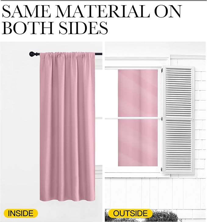 NICETOWN Blackout Curtains for Living Curtains, Rouge Pink, 2 Panels, 29 by 30, Room Darkening Window Curtain Panels, Easy-Care Solid Thermal Insulated Draperies/Drapes for Daughter Room
