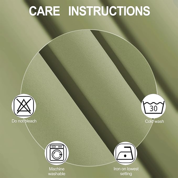 LEMOMO Sage Green Thermal Blackout Curtains/38 x 84 Inch/Set of 2 Panels Room Darkening Curtains for Bedroom