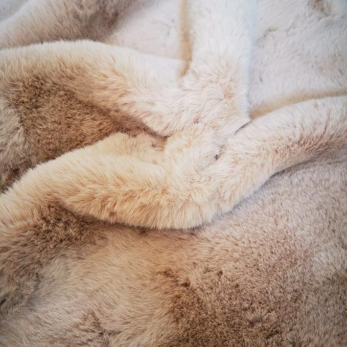 Ghouse Ultra Soft Faux Rabbit Fur Rug 4x6, Machine Washable Area Rugs for Bedroom Fluffy Rugs for Living Room, No-Shedding Carpet Sheepskin Rug Light Brown Beige