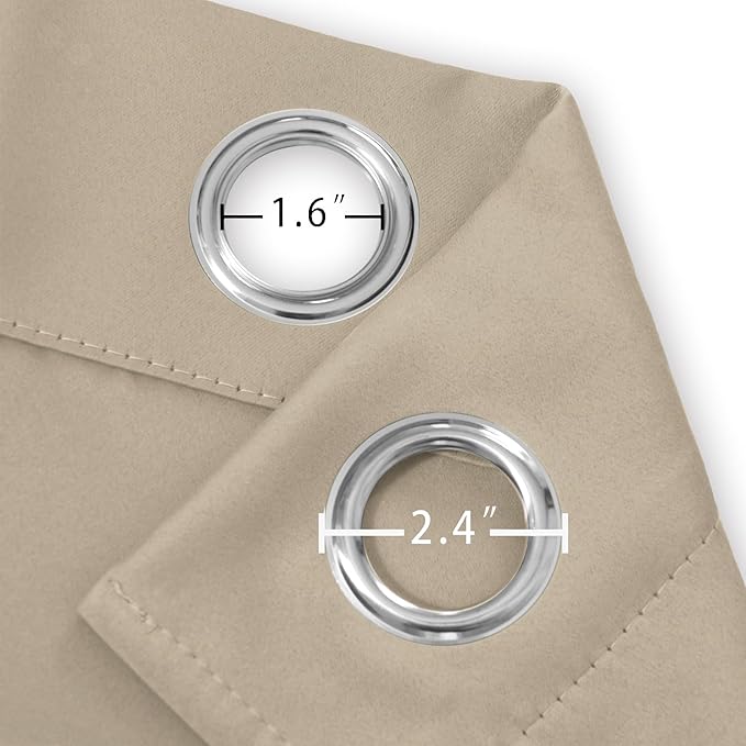 LEMOMO Khaki Thermal Blackout Curtains/52 x 54 Inch/Set of 2 Panels Room Darkening Curtains for Bedroom